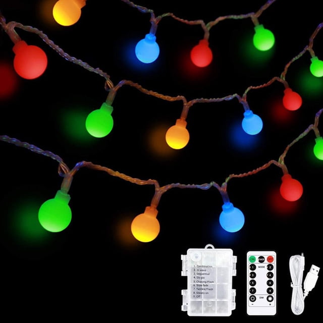 Navidad Luces De Hadas Batería Usb Alimentado 7 M 60 Led Luces De Cadena De Globo Con 8 Modos De Iluminación Para Decoración De Fiesta Navideña Inevent HA044407-01
