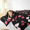 thumbnail image 3 of Manfei Bow Knot Ribbon Bedding Comforter Set,Cartoon Cherry Twin Comforter Sets,Pink Red Black Bedding Set For Girls Teens,Super Cozy Room Decor Reversible,2pcs, 3 of 7