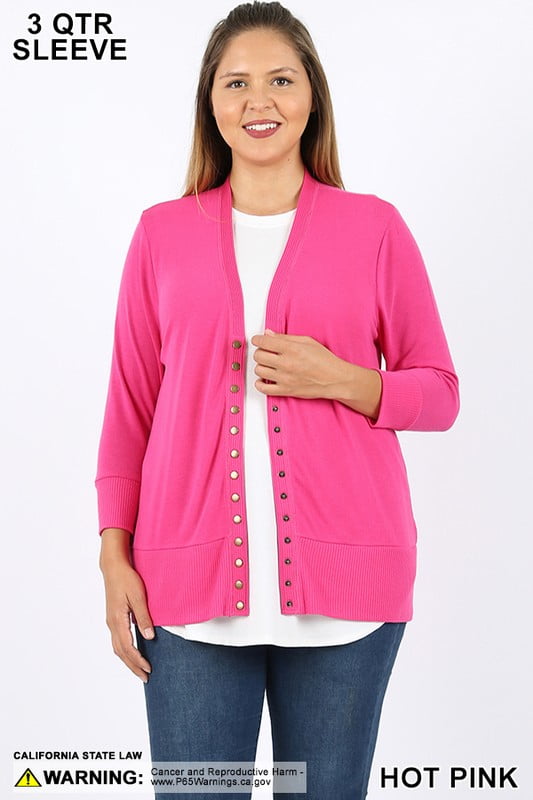 hot pink cardigan sweater plus size