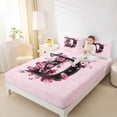 thumbnail image 3 of Erosebridal Pink D Letter Kids Queen Sheet Sets, Bohemian Damask Flower Bed Set, 4pcs, 3 of 5