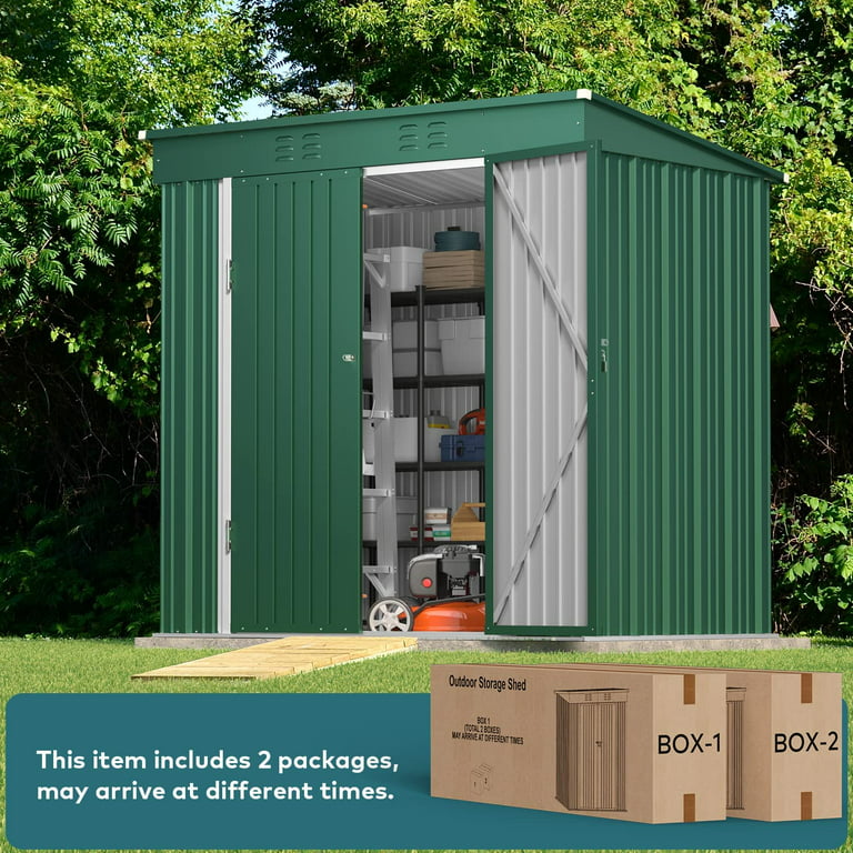 Aiho 6'x 4' Outdoor Storage Shed with Lockable Door for Garden Backyard  Patio - Green