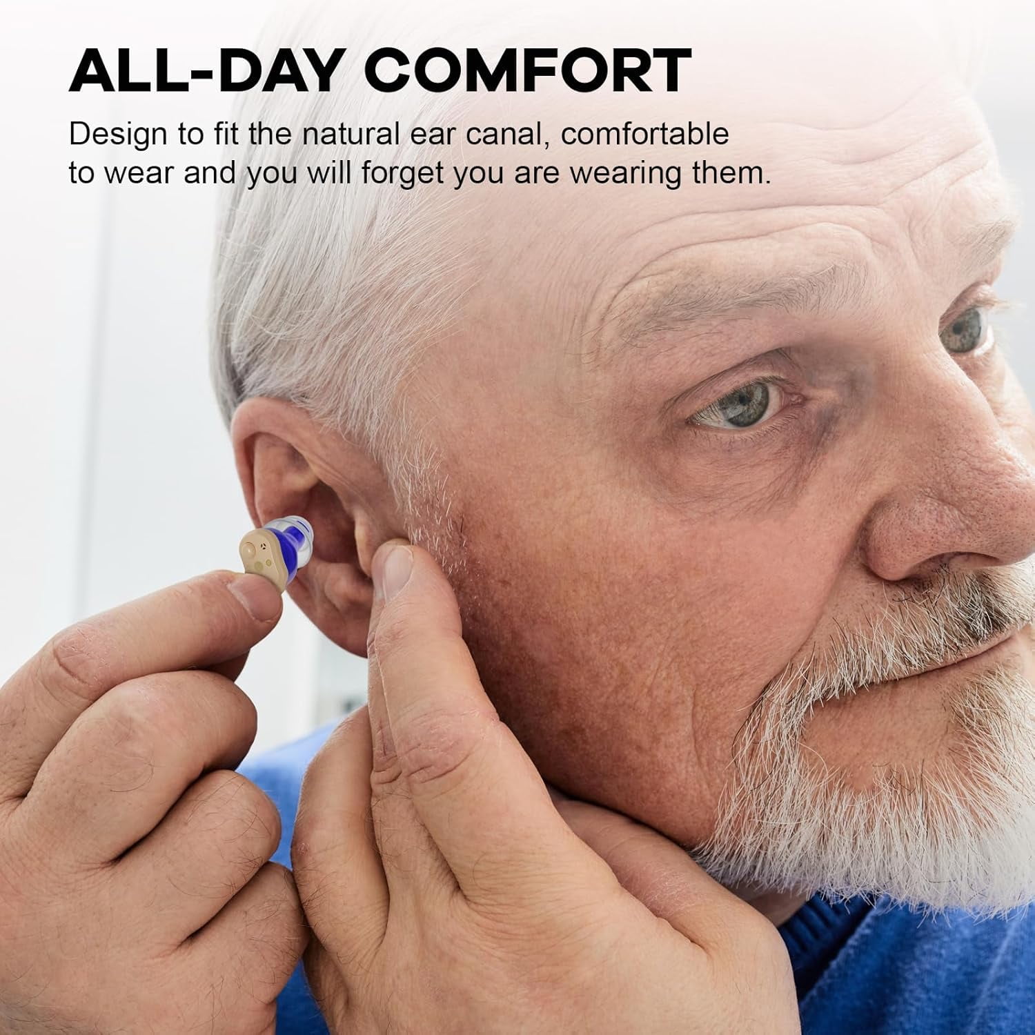 16-Channel True Hearing Aids, Virtually Invisible OTC Hearing Aids for Seniors with Noise Reduction, No Whistling Digital Hearing Aids with Feedback Cancellation, Comfort Design