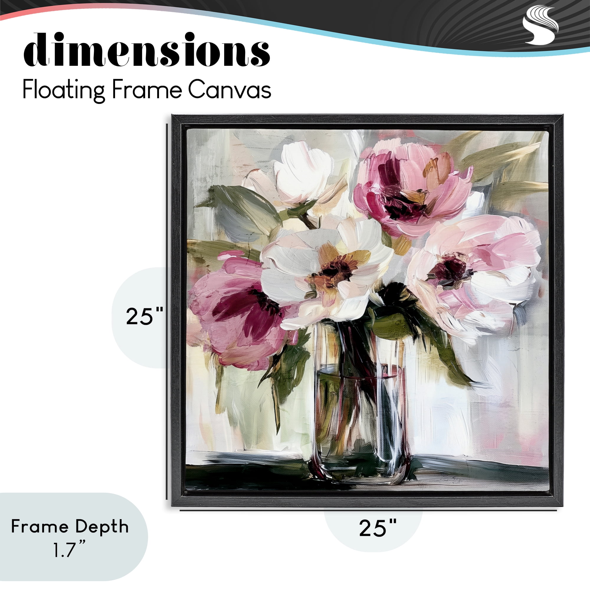 Stupell Industries Resonance Flower Vase Black Framed Floater Canvas Wall Art, design by Annabelle Hall
