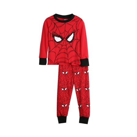 

luethbiezx 2pcs Boy Kids Long Sleeve Spiderman T-shirt+Pants Outfits Pajama Set Sleepwear