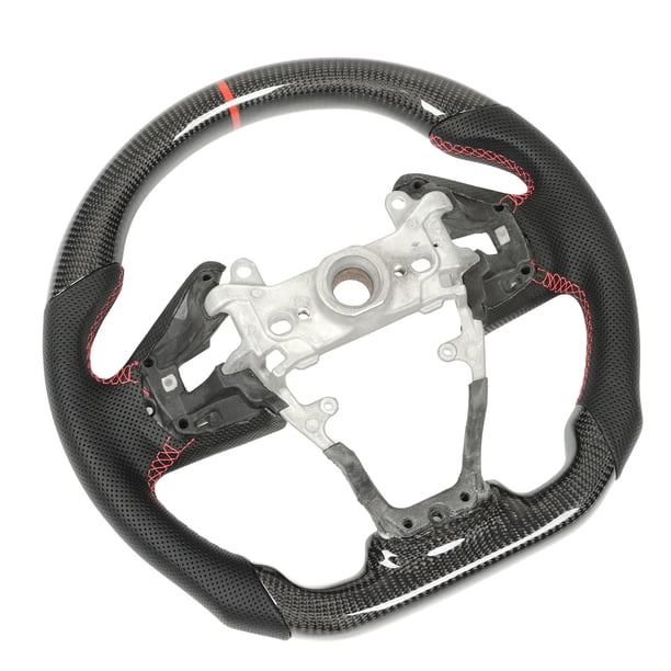 Volante de coche volante de carreras deportivo de fibra de carbono cuero perforado parte inferior plana tipo D para ANGGREK Otros