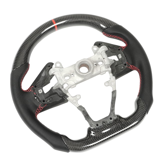 Car Steering Wheel, Carbon Fiber Sport Racing Steering Wheel Glossy Hand Grips For