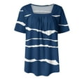 thumbnail image 2 of Gibobby Camisetas Mujer Manga Corta Tops verano para mujer, cuello cuadrado, plisado, frente, manga corta, túnica, camisas (Azul,G), 2 of 4