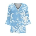thumbnail image 5 of TrendVibe365 Light Blue Light Weight Cardigan Open-Front 3/4 Sleeve T Shirt Ethnic Floral Button Down Tee Dress Cover up Tunic Tops Everyday Wear Beach Vacation Outfits Going Out Cardigan Blue XL, 5 of 5