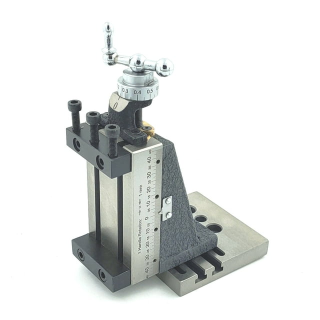 Assorts' Design Patent Mini Vertical Milling Slide with Base Plate- Direct Mounting on 7 x 14 Mini Lathe Machine (Fixed Type- With Clamps)