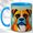 Blue, variant on Geometric Boxer Coffee Mug, Colorful Dog Mug, Ceramic 11 oz