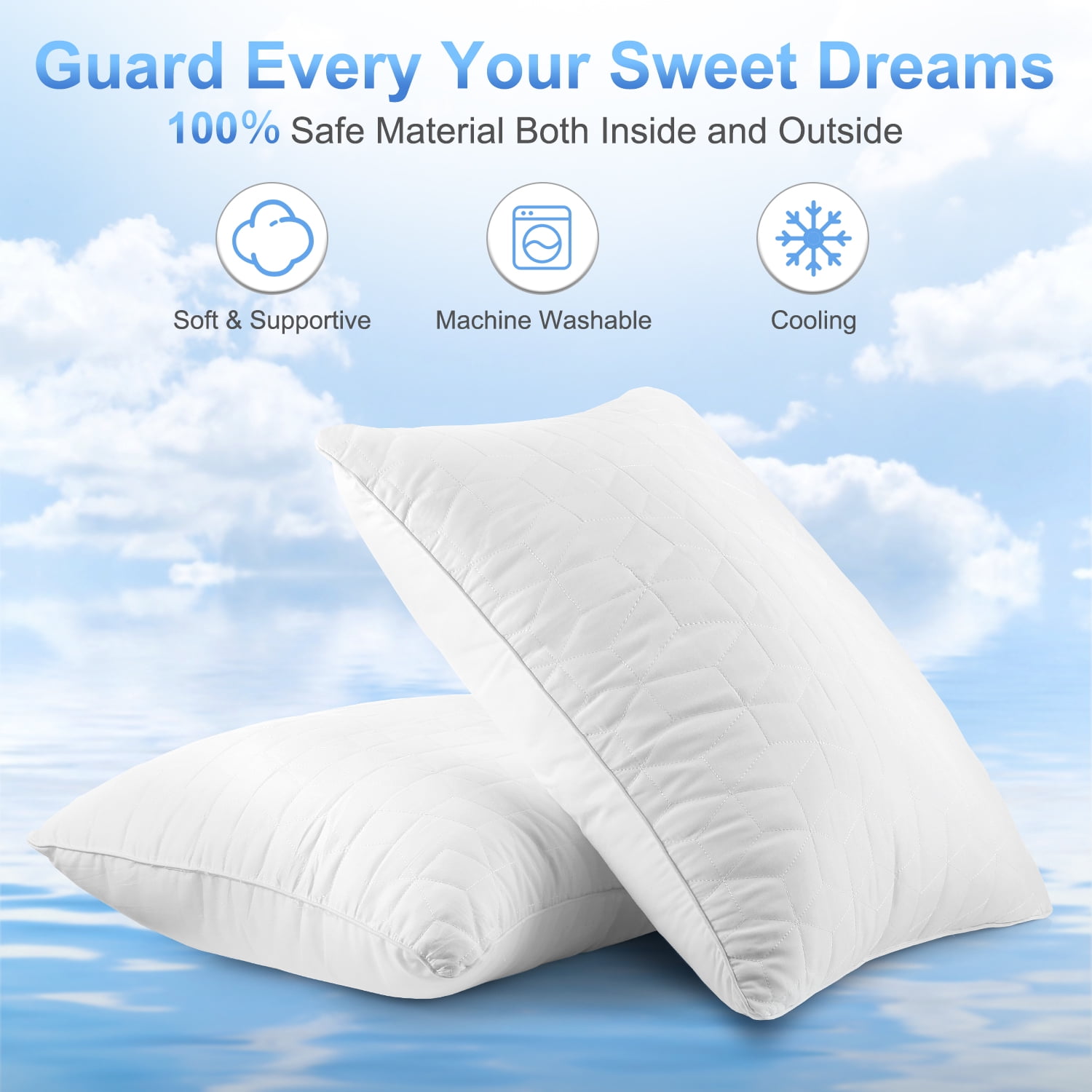 Bed Pillows for Sleeping 2 pack, King Size Cooling Pillows Hotel Quality with Premium Soft Down Alternative Fill for Back, Stomach or Side Sleepers