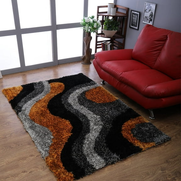 Rugsotic Carpets Hand Tufted Shag Polyester Eco-Friendly Area Rugs - 4'x6', Rectangle, Multicolor, Plain Solid Design, High Pile Handmade Anti Skid Rugs for Living Room, Bed Room K00066