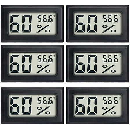 GJX Wireless Thermohygrometer, Portable Digital Humidity Meter, 6-Pack