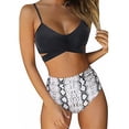 thumbnail image 2 of Female Two-Piece Bathing Suit  Spaghetti Strap Bikini Tops Leopard Print Bikini Panties Swimsuits Yellow L, 2 of 5