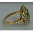 thumbnail image 2 of 14K Yellow Gold Plated Oval Cut Green Emerald & Diamond Cocktail Anniversary Ring Women's Wedding Ring, 2 of 4