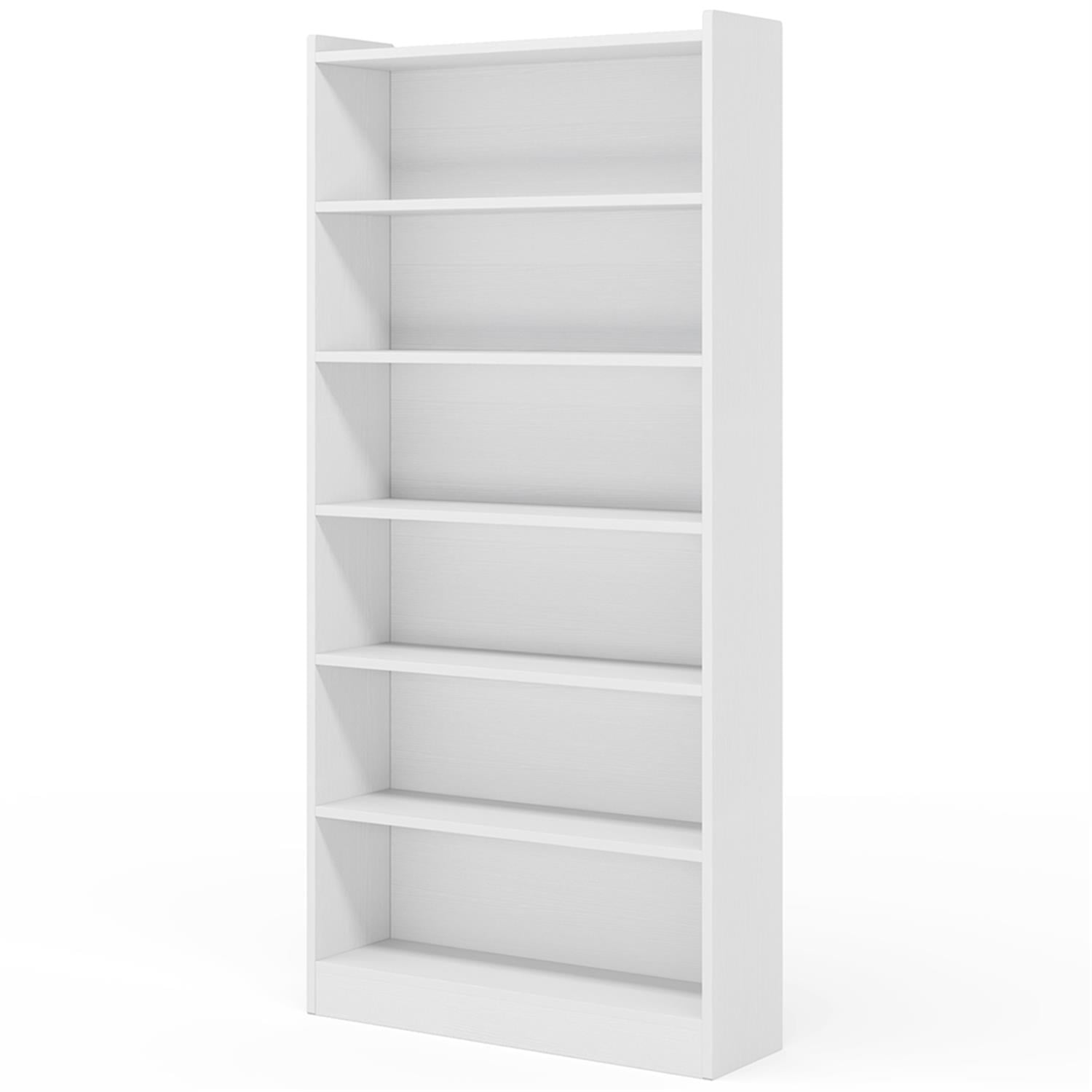 Demi Bonn Wood Bookcase, 72" Tall Bookshelf with 6-Tier Open Storage Shelves for Bedroom, Living Room, White