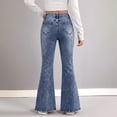 thumbnail image 6 of CAIVO Girls Embroidered Heart Flared Leg Jeans With Bow Detail For Daily Wear Classic Kids Trousers, 6 of 8