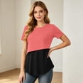 thumbnail image 5 of Ohufall Women's Maternity T Shirts Breastfeeding Breathable Short Sleeve T-shirts Comfortable Color Block Nursing Tops, 5 of 8