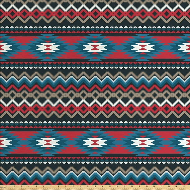 Antique Fabric by The Yard, Primitive Style Folkloric Striped Design