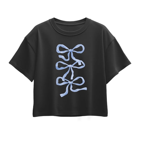 Instant Message - Blue Bows - Youth Girls Boxy T-Shirt