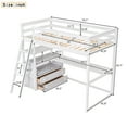 thumbnail image 6 of Bellemave Twin Size Loft Bed with Desk and Storage, Wood Loft Bed Frame with Shelves and Built-In Drawers, High Loft Bed for Teens Adults (White), 6 of 7