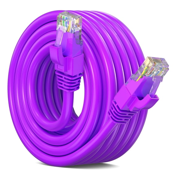 Ethernet Cable 20 ft CAT6 High Speed Internet Network LAN Cable Cord, Outdoor Waterproof (Purple)