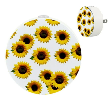 

YZUOUZY Night Lights Plug into Wall Night Lights Small Lamps Set of 2 White Background Sunflowers