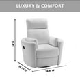 thumbnail image 3 of Soho Baby Nottingham Manual Upholstered Glider Recliner Rocking Chair 360° Swivel for Nursery and Living Room – Plush White​, 3 of 12