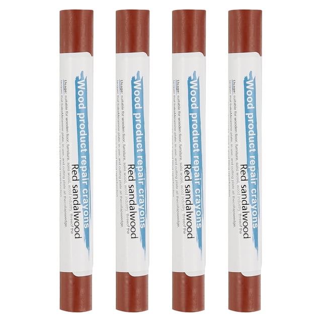 Uxcell Craies de Cire de Réparation de Meubles, 4 Pcs Bâtonnets de Cire pour Bois, Craies de Cire pour Rayures, Trous de Sol en Bois, Tables, Bois de Santal Rouge
