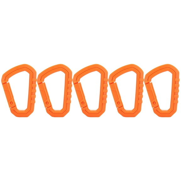 5pcs/Set Plastic Outdoor Carabiner D-Ring Snap Lock Key Chain Hook Buckle Bag(Orange)