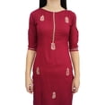 thumbnail image 4 of Bimba Women's Maroon Tunic Embroidery Designer Kurti Indian Festive Kurta-18, 4 of 7
