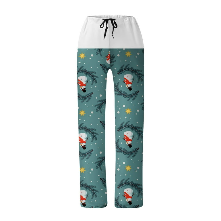 Susanny Christmas Plaid Pajama Pants Women Snowman Funny High