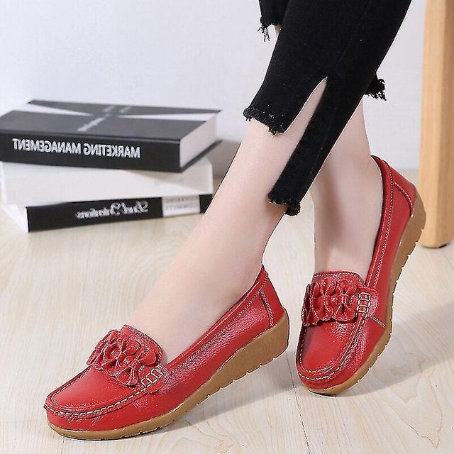 Zapatos planos, mocasines y zapatos para mujer de primavera - Zapatos planos de cuero genuino para mujer