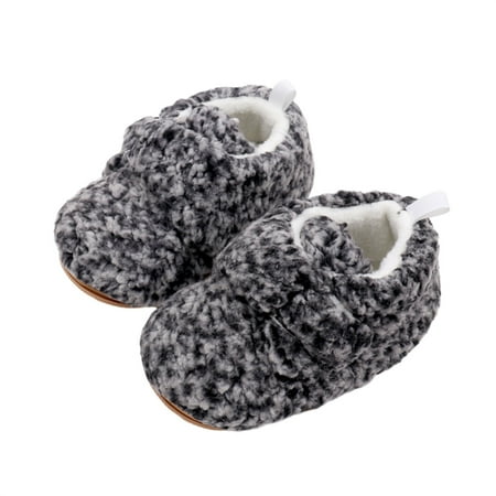 

WakeUple Baby Fleece Slippers Soft Anti-Slip Infant Booties Winter Crib Shoes