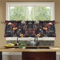 thumbnail image 4 of Yayeee Kitchen Curtains Tier Set of 2 Light Filtering 57"x36" Over Sink Window Panels, Black Floral Pattern, 4 of 7