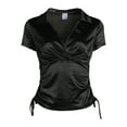 thumbnail image 5 of No Boundaries Juniors Johnny Collar Satin Top, 5 of 5
