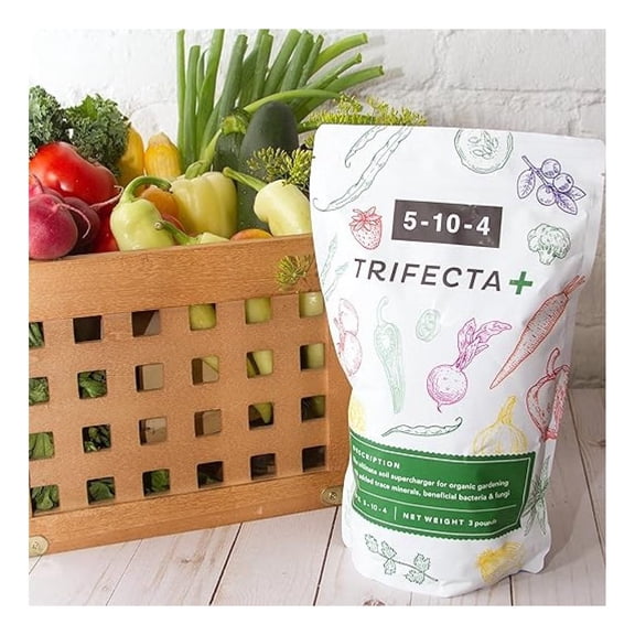Trifecta  5-10-4 Organic Plant Fertilizer - All Purpose for Flowers, Vegetables, & Plants - 6 LB Bag - Slow Release, Nutrient Rich Soil Amendment