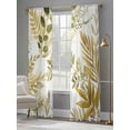 thumbnail image 4 of Brown Green Leaves Sheer Curtains 96 Inch Length 2 Panels Set Window Treatments, Summer Botanical Farmhouse Watercolor Leaf Rod Pocket Semi Curtains for Living Room/Bedroom/Kitchen, 104"W x 96"L, 4 of 7