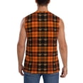 thumbnail image 4 of Lsque Halloween Tartan Plaid Print Men's Cotton Blend Sleeveless Muscle Shirts (S-3XL)- Moisture Wicking, Odor Protection, UPF 30+,X-Large, 4 of 8