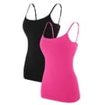 thumbnail image 1 of Charmo Women's Basic Cami Adjustable Spaghetti Strap Built in Bra Tank Top 2 Pack, 1 of 7