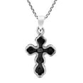 thumbnail image 3 of Vibrant Faith Mixed Stone Inlays Sterling Silver Stylized Cross Necklace, 3 of 6
