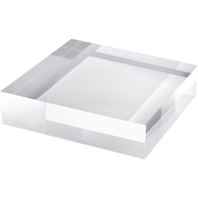 CiaoHER 2in Thickness Solid Acrylic Cube Display Block Clear Polished Pedestal Stand Riser Solid Base 2'' x 9" x 9", 1 Pack