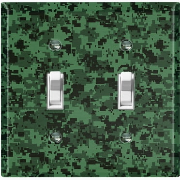 Metal Light Switch Plate Outlet Cover (Digital Green Camo - Double Toggle)