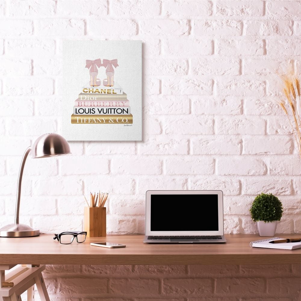 Stupell Industries Pink Gold Heels Bookstack Glam Fashion Design Canvas Wall Art by Amanda Greenwood