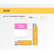 THURSDAY (Day of the Week) Labels, Pink/White, 500 labels per roll, 1-9/16 x 1-9/16 or 40mmx40mm, 1 Roll