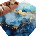 thumbnail image 2 of Gold Blue Marble Washable Living Room Rugs 5'x8', Luxury Gorgeous Ocean Abstract Modern Low Pile Throw Large Area Rug Non-Slip Sturdy Edge Binding Carpet for Living Room Kitchen Office, 2 of 9