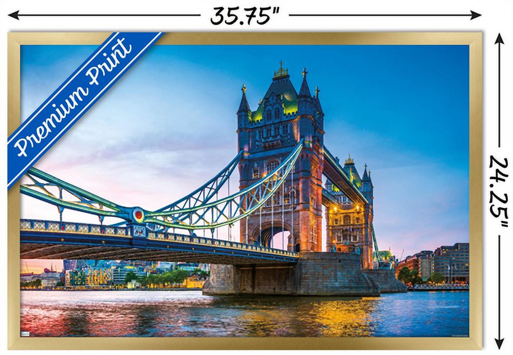 Timeless Visions - Tower Bridge Wall Poster, 22.375" x 34", Framed