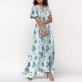 thumbnail image 5 of UoCefik Floral Maxi Dresses for Women 2025 Summer Elegant Flutter Sleeve Long Flowy Dresses Trendy V Neck Garden Party Dress Sky Blue L, 5 of 8