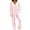 Pink, variant on ManxiVoo Womens Cozy Sleepwear Set 2 Piece Outfit Long Sleeve Top with Wide Leg Pants Soft Thermal Pajamas L Size Black