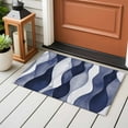 thumbnail image 5 of Navy Blue Large Area Rugs for Bedroom Living Room, Soft Non Slip Carpet Bedside Rug, Modern Moire Abstract Ripple Geometric Rectangular Floor Cover Kitchen Accent Rug 2'x3' for Dining Room/Office, 5 of 9